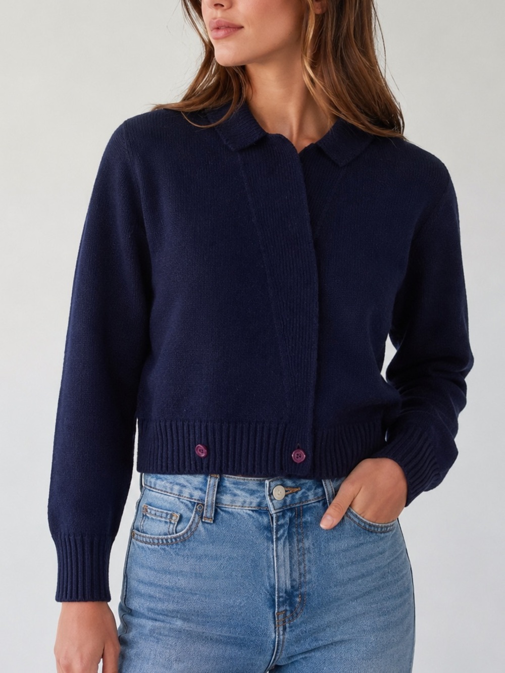 Vintage 100% Geelong Lambswool Cardigan Sweater Made in Hong Kong Quiet Luxury